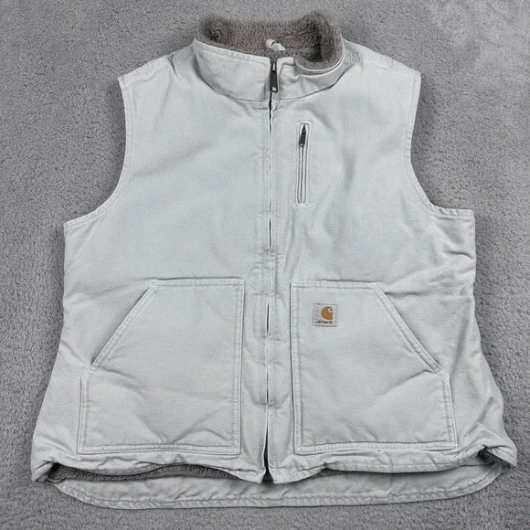 Carhartt Mock Neck Vest Sherpa Lined WV001 Full Zip Gray Womens XL 16/18 - Picture 1 of 11